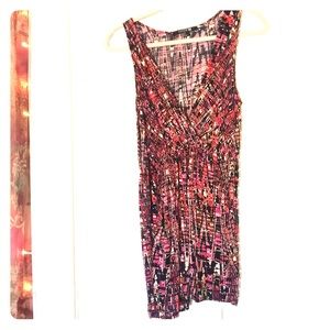 F21 Pink printed, cross front, sleeveless dress